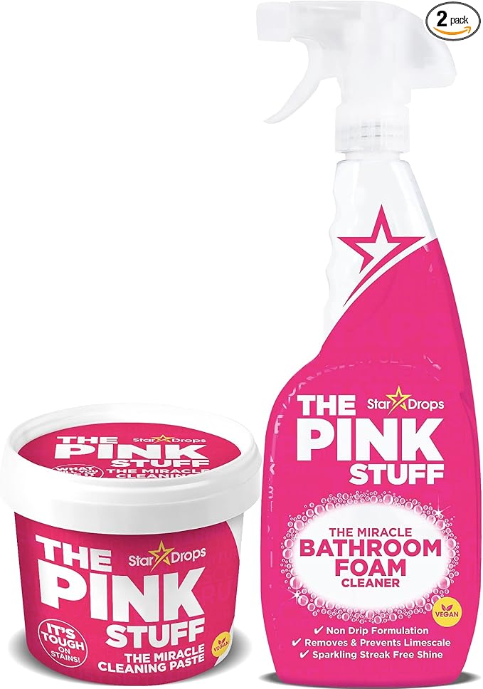 Stardrops - The Pink Stuff - The Miracle Cleaning Paste and Bathroom Foam Cleaner Bundle (1 Cleaning Paste, 1 Bathroom Foam Cleaner)
