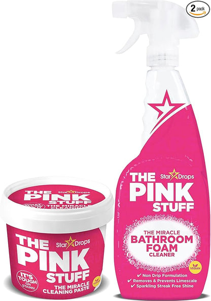 Stardrops - The Pink Stuff - The Miracle Cleaning Paste and Bathroom Foam Cleaner Bundle (1 Cleaning Paste, 1 Bathroom Foam Cleaner)