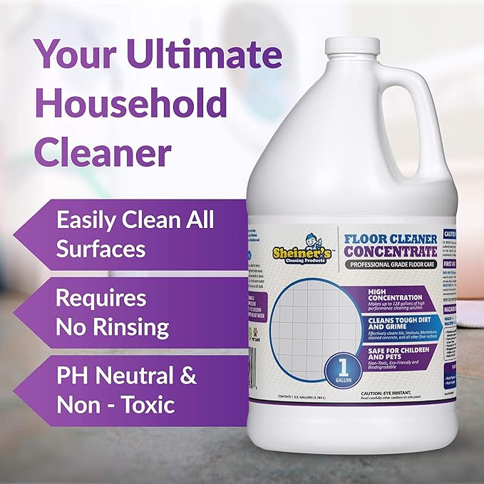 Sheiner's Multipurpose Cleaner Concentrate, No-Rinse Floor Cleaner for Mopping & Floor Degreaser for Home, Safe for Kids & Pets, Non-Toxic Lavender Scent All Purpose Cleaner Supplies,1-Gallon.