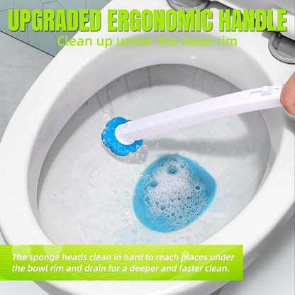 KOKL 2 Pack Disposable Toilet Brush with Holder Set, Toilet Bowl Cleaner, Toilet Bowl Brush with 54 Cleaner Refills, Toilet Cleaning Supplies for Bathroom Maintenance(2-Set)