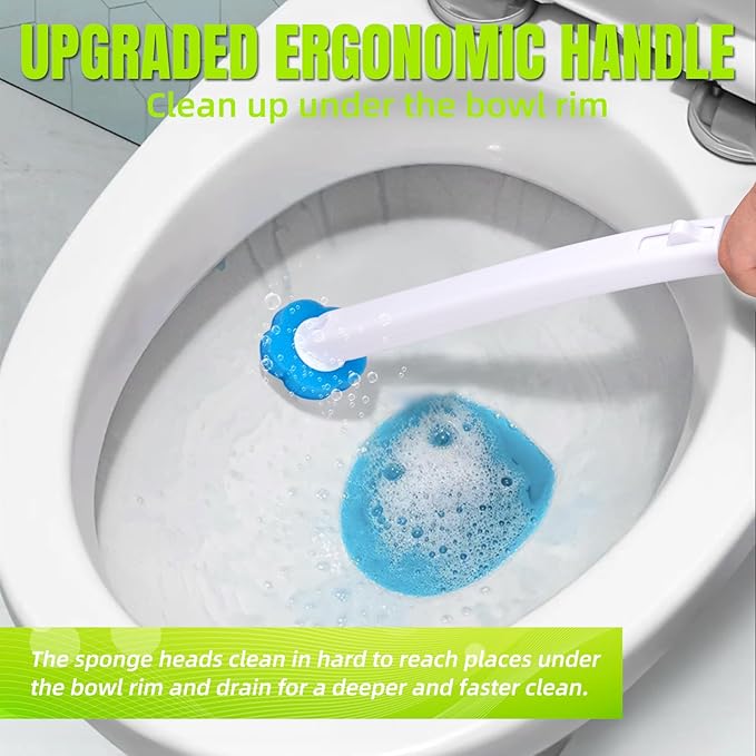KOKL Disposable Toilet Brush, Toilte Wand Kit, Toilet Brushes and Holders with 48 Refills, Toilet Bowl Brush, Toilet Bowl Cleaning Wands, Toilet Cleaning System for Bathroom Maintenance