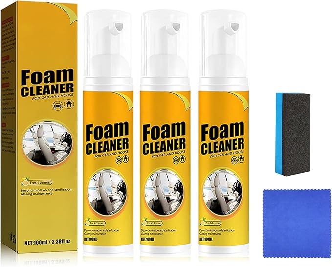 All Purpose Rinse Cleaning Spray, Multi-purpose Foam Cleaner, Car Interior Cleaners, For Leather Car House and Kitchen (3PC)