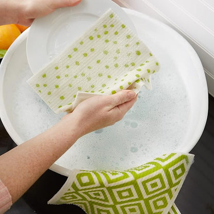 DII Swedish Dishcloths for Kitchen & Cleaning, Reusable, Machine Washable & Dishwasher Safe, Biodegradable, 7.75 x 6.75, Avocado & White
