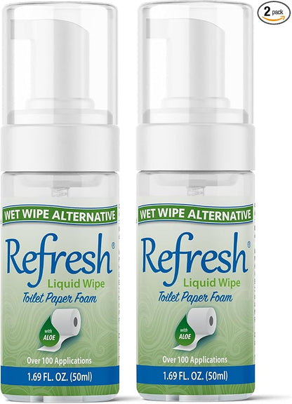 Refresh Liquid Wipe: Toilet Paper Foam (Original Foam, 50ml (1.69 Fl Oz) 2 Pack)