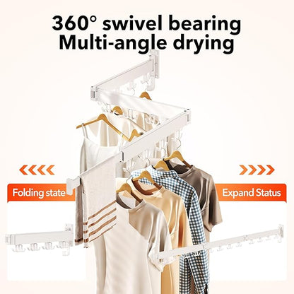 HEILAIYI Drying Rack Clothing Wall Mounted,Clothes Drying Rack,Laundry Drying Rack,Collapsible Dying Racks for Laundry,Foldable Clothes Dryer Rack,Clothes Hanger Rack Wall Mount