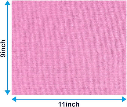 GLIMGLINT Pink Microfiber Cleaning Cloth, 100 Pack Cleaning Rags, Lint-Free, Ultra Absorbent Reusable Paper Towels for Home, Kitchen, Car, Garage or Shop, Dish Rags, 11" x 9"