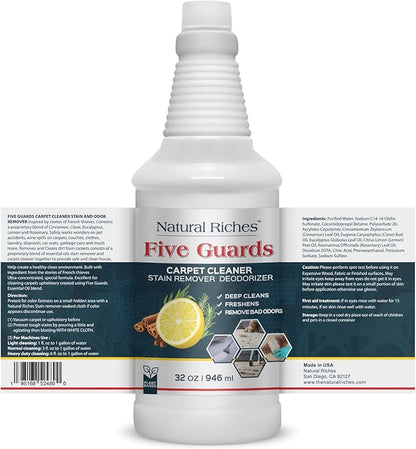 Natural Riches Organic Upholstery Carpet Cleaner Shampoo Solution Machine Use, A Miracle Carpet Cleaner Stain Remover Deodorizing Formula, Use On Rug Carpets Pet and Food Stains 32 fl oz