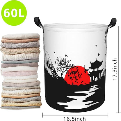 Laundry Basket Japanese Mountains Laundry Hamper Large Laundry Basket Storage Basket Tote Bag Collapsible Organizer Basket for Bathroom,Laundry,Bedroom 17.3 x16.5 Inch
