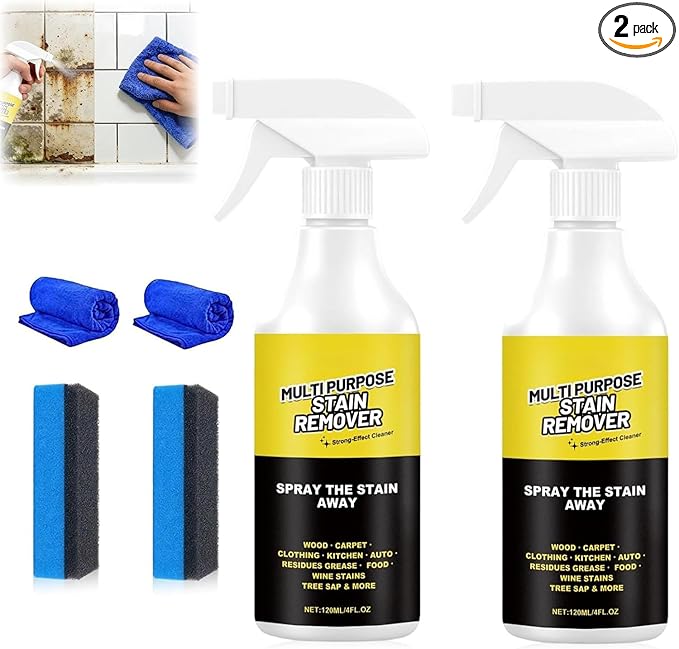 2PCS Multi Purpose Stain Remover, Foam Cleaner Spray, A powerful cleaner for kitchens, Fast Acting Cleaner for Kitchen Countertops, Floors, Toilets, Cars