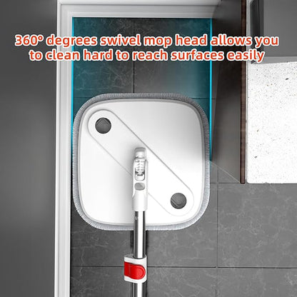 KZKR Spin Mop and Bucket Set with Self Separation Dirty and Clean Water System, Self Wringing 360° Rotating Square Mop Head for Home Floors Cleaning (1.0 Mop and Bucket Set (8 Pads))