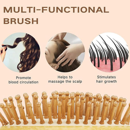 Natural Bamboo Hair Brush(No handle) for Hair Growth, Massaging Scalp, Detangling Brush for Women, Men & Kids, Natural Wooden Hairbrush for All Hair Types