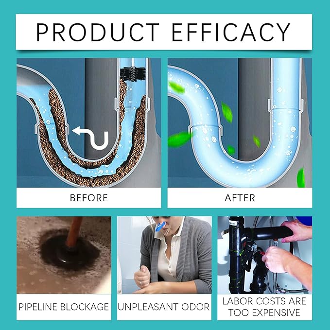 Pipe Bobo Drain Cleaner, Strength Drain Cleaner Powerful Pipe Dredging, 10 Fl Oz Drains Clog Remover, Liquido Para Destapar Tuberias, Powerful Pipes Dredging Agent for Kitchen Sinks (1pcs)