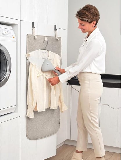 Brabantia - Door Steam Blanket - Heat-Resistant Mat for Clothes Steaming - Over Door Hooks, Protective Back Layer, & Loops for Hangers - Easier Steaming with Handheld Steamers - 43 x 20" - Gray