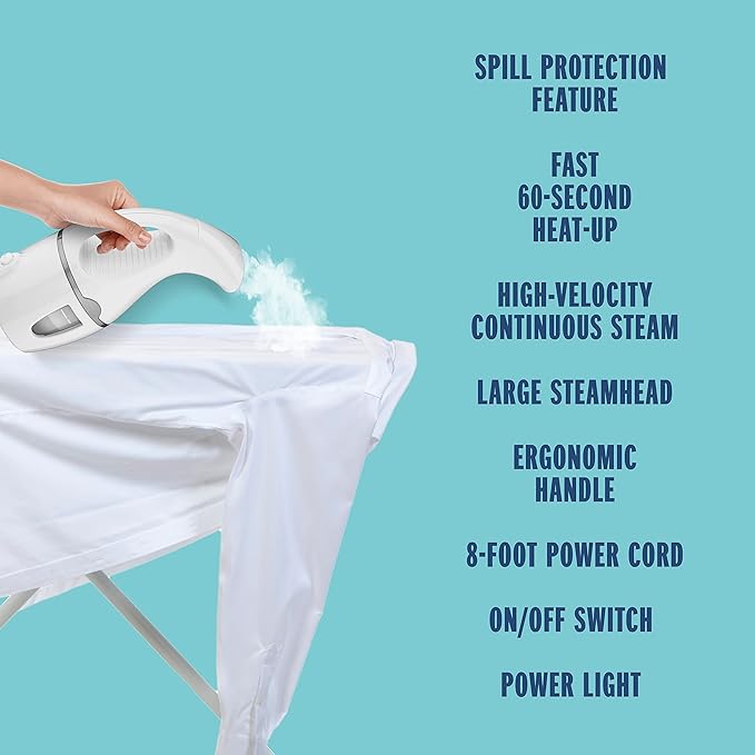 Conair Handheld Travel Garment Steamer for Clothes, CompleteSteam 1100W, For Home, Office and Travel, White
