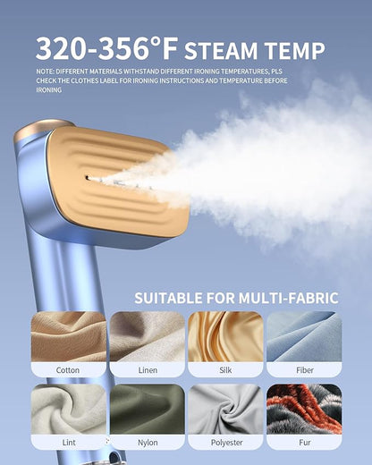 MIYOKO 2-In-1 Steamer & Iron for Clothes, 15s Fast Heat-up 1200W Portable Handheld Garment Steamer, Travel Size with Large Ceramic Heat Panel, 25 G/MIN Powerful Steam Quick Wrinkle Removal, 110V-120V