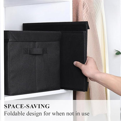 WUIKE Closet Storage Bins with Lids, Foldable Fabric Clothes Storage Bins for Organizing, Closet Organizer Boxes for Shelves, Black, Extra Large, 3-Pack