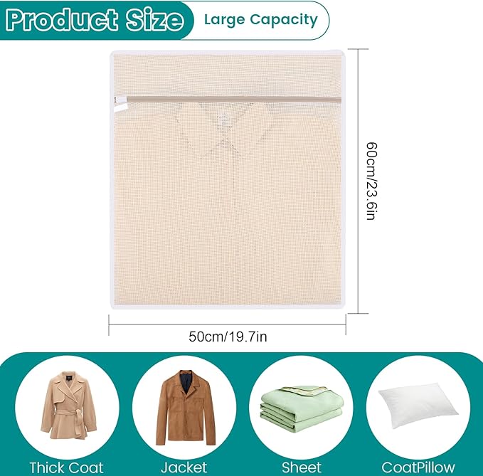 Dntorx 4Pcs Durable Cotton Mesh Laundry Bags for Delicates, 20×24inch Large Breathable Laundry Mesh Wash Bags with Sturdy Zipper for Delicates, Clothes, Pants, Underwear, Bra, Socks (XL)