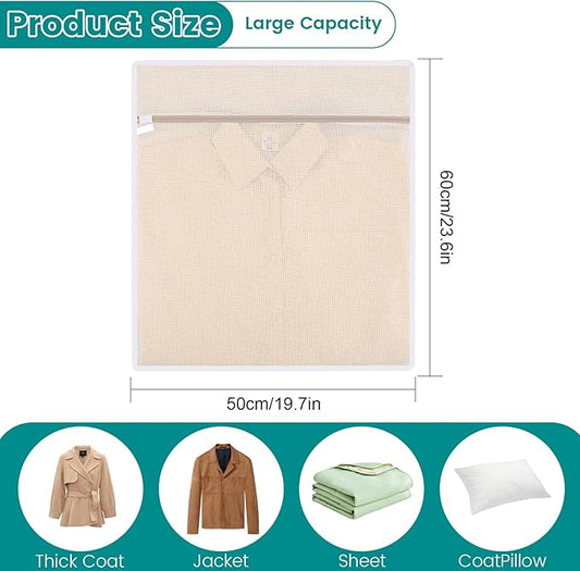 Dntorx 4Pcs Durable Cotton Mesh Laundry Bags for Delicates, 20×24inch Large Breathable Laundry Mesh Wash Bags with Sturdy Zipper for Delicates, Clothes, Pants, Underwear, Bra, Socks (XL)