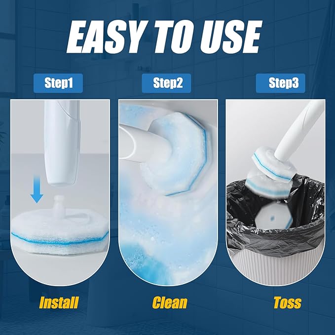 50PC Toilet Bowl Wand Refills, Replacement Heads for Bathroom Washroom Cleaning Pads, Disposable Toilet Brush Refills Compatible with Household Brushes Scrubbers Cleaning Refill Pack Local Stock