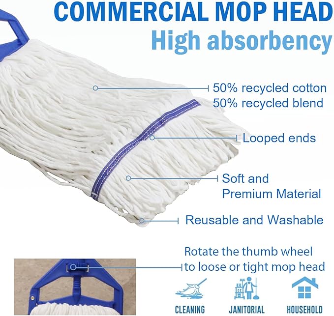 35 Qt. Side-Press Mop Bucket and Wringer Combo on Wheels Yellow for Professional/Industrial/Business Heavy-Duty Floor Cleaning/Mopping,Including Industrial Mop and Rubber Gloves