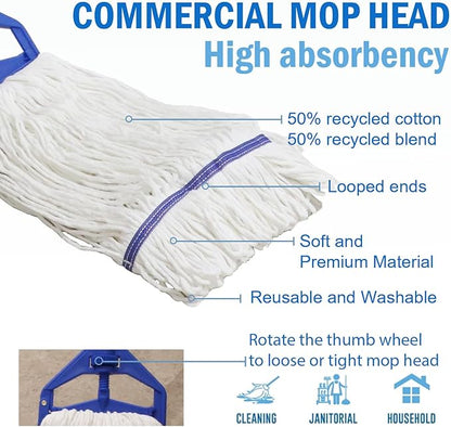 35 Qt. Side-Press Mop Bucket and Wringer Combo on Wheels Yellow for Professional/Industrial/Business Heavy-Duty Floor Cleaning/Mopping,Including Industrial Mop and Rubber Gloves