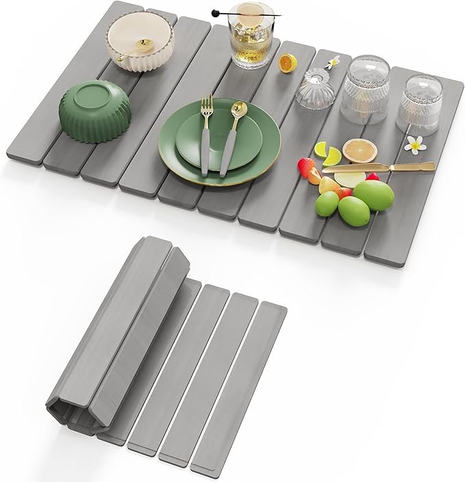 Dayacoco Stone Drying Mat for Kitchen Counter, Large Quick Dry Stone Mat, Collapsible Diatomaceous Earth Mats for Dishes Bottles Cups, Fits Any Countertop,23"×15.3",Dark Gray