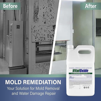 Vital Oxide Disinfectant, Deodorizer, Cleaner, Food-Contact Sanitizer, Virucide – (EPA registration #82972-1) – Kills Mold & Mildew, Eliminates Odors – 1 Gallon, 32 oz, & 3 oz