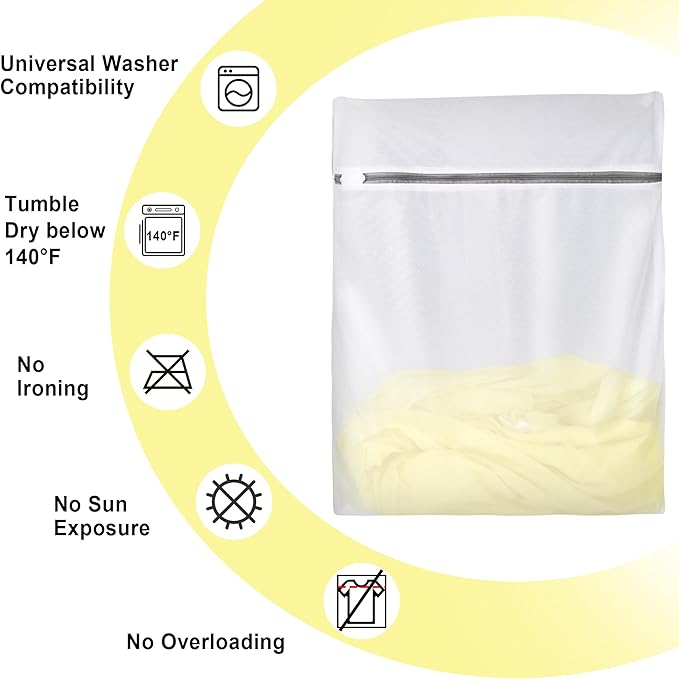 YC Kitchen Mesh Laundry Bags, Fine Mesh, 16"×20"/20"×24"/24"×24", Durable Material with Sturdy Zipper - For Clothes, Linens, Shoes, Travel Storage Bags (3PC M/L/XL)