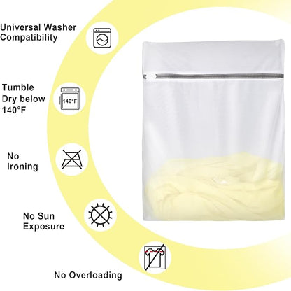 YC Kitchen Mesh Laundry Bags, Fine Mesh, 16"×20"/20"×24"/24"×24", Durable Material with Sturdy Zipper - For Clothes, Linens, Shoes, Travel Storage Bags (3PC M/L/XL)