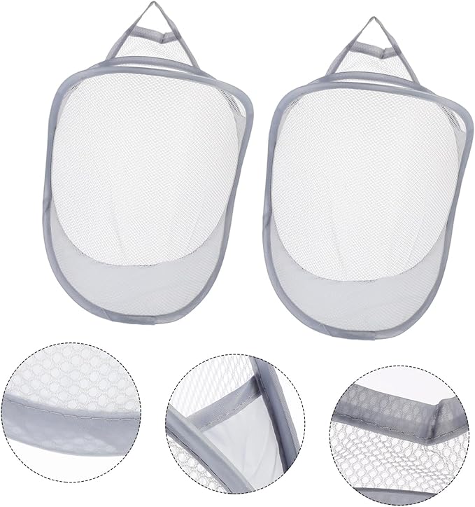Levemolo 2pcs Folding Hanging Laundry Storage Baskets Breathable Mesh Clothes Organizer for Home Bedroom and Bathroom Space-saving for Dirty Clothes and Toys