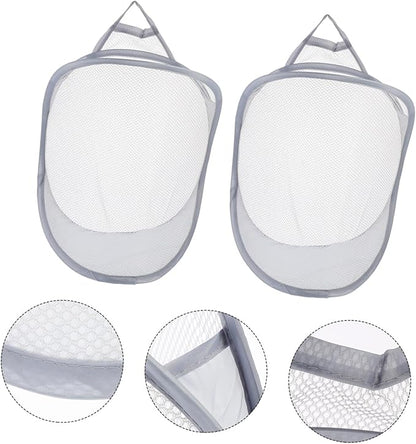Levemolo 2pcs Folding Hanging Laundry Storage Baskets Breathable Mesh Clothes Organizer for Home Bedroom and Bathroom Space-saving for Dirty Clothes and Toys