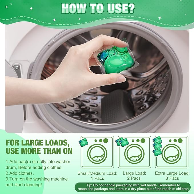 100 Count Concentrated Laundry Detergent Pods Bulk 4 in 1 Laundry Detergent Pods Remover Cleaning Fragrance Enhancement Softening