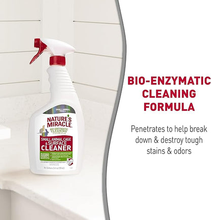 Nature’s Miracle Small Animal Cage and Surface Cleaner, Bio-Enzymatic Cleaning Formula, Destroy Tough Stains and Odors, 24 Ounces