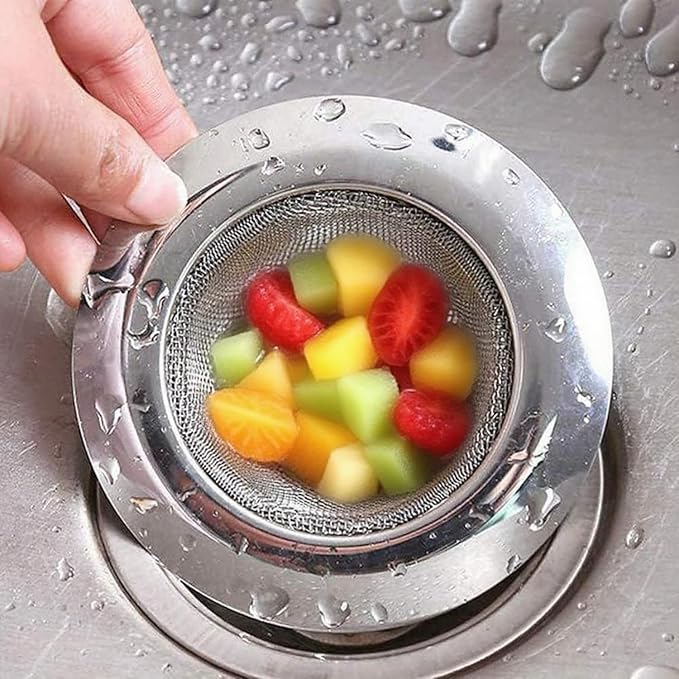 Kitchen Sink Drain Strainer Sink Stainless Steel Protectors for Kitchen Sink Stopper Dishwasher Safe Catcher Basket Cover Filter Trap Screen Large Wide Rim 11.5cm/4.5" Diameter (3in)