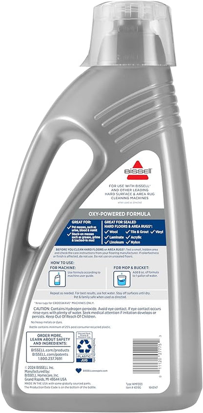 Bissell CrossWave PET PRO OXY Multi-Surface Formula, 4019G, 80 oz, Removes Stuck-On Stains like Dirt, Grease, and Grime from Sealed Hard Floors and Grout, Patented Odor Elimation Technology