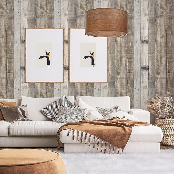 Livebor Light Gray Wood Contact Paper Peel and Stick Wallpaper 17.7”x 120” Wood Wallpaper Peel and Stick Shiplap Contact Paper Wood Plank Self Adhesive Wallpaper Distressed Wood Wall Paper