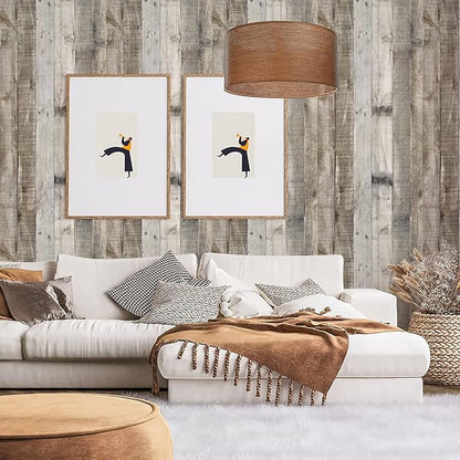 Livebor Light Gray Wood Contact Paper Peel and Stick Wallpaper 17.7”x 120” Wood Wallpaper Peel and Stick Shiplap Contact Paper Wood Plank Self Adhesive Wallpaper Distressed Wood Wall Paper