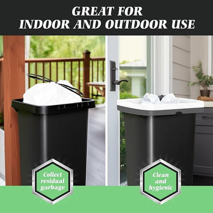 20 Gallon Large Drawstring Trash Bags 120 Counts, Fit 20-21 Gal Trash Can, Heavy Duty Tall Kitchen Garbage Liners, Large Trash Bags Size Chart for Home/Office, Outdoor Lawn & Leaf Bags, White