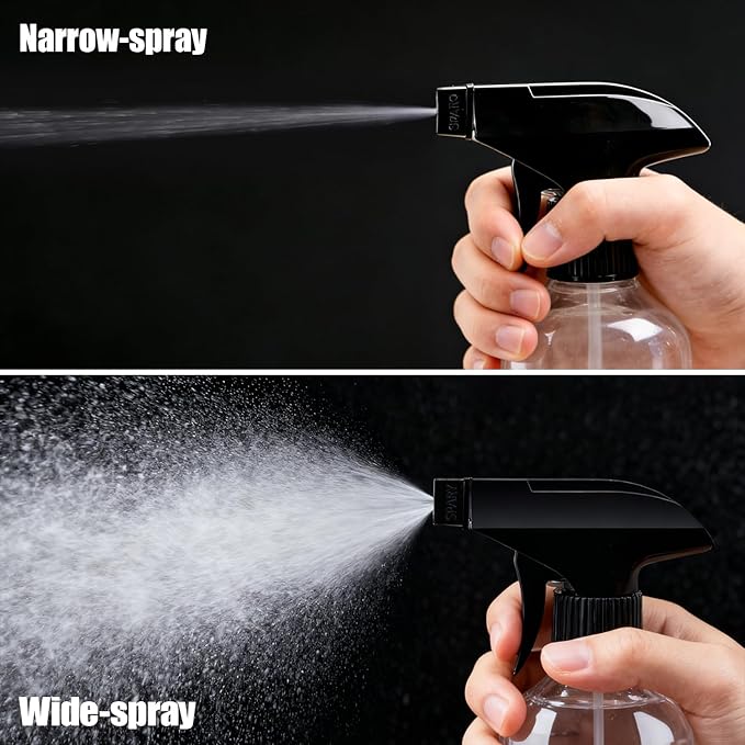 10oz/300ml 360° Spray Bottles (2-Pack) Clear Plastic Small Spray Bottles, Spray at Any Angle to Reach Hard-to-Reach Corners. Ideal for Cleaning, Plants, Gardening, Pets, and Hair