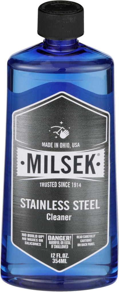 Milsek Stainless Steel Cleaner - Multipurpose Cleaning Supplies for Home and Kitchen Appliances, Sink, Stovetop, Dishwasher, Microwaves and Refrigerators - 12 Fl Oz (Pack of 12)