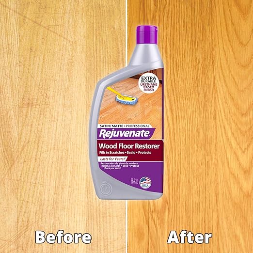 Rejuvenate Professional Wood Floor Restorer and Polish with Durable Finish Application Satin Finish 32oz & All Fllors Cleaner 128oz