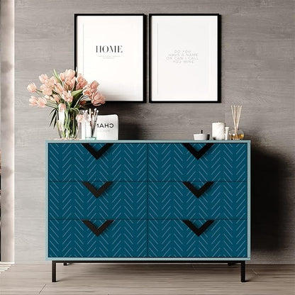 Orainege Blue Peel and Stick Wallpaper Navy Wallpaper 17.7 in x118.1 in Blue Contact Paper Herringbone Geometric Wallpaper Peel and Stick Modern Self Adhesive Removable Vinyl Wall Paper for Bathroom