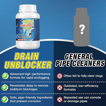 Drain Cleaner Powder, Powerful Drain Clog Remover, Sink and Drains cleaner to Dissolve Clogs, Drains Opener Removes Hair, Grease, Soap Scum and Food Residue, Safe for Pipes and Septic Systems