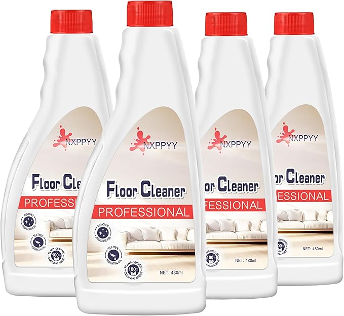 Floor Cleaning Solution Compatible with Roborock Q5/Q7/Q8/S7/S8/Qrevo Series, All Robot Vacuums & Wet Dry Vacuum, Floor Cleaner for Mopping, 4 Bottle Floor Cleaner Refill