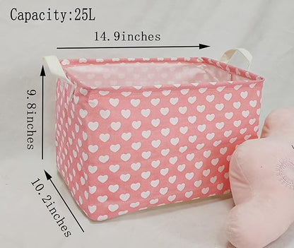 MAIZMZ Girls Storage Basket Pink Valentine's Day Gifts Basket Waterproof Organizer Nursery Bins Toy Box for Organizing Home/Dorm/Kitchen/Pet/Office/Closet/Shelf/Room Decor