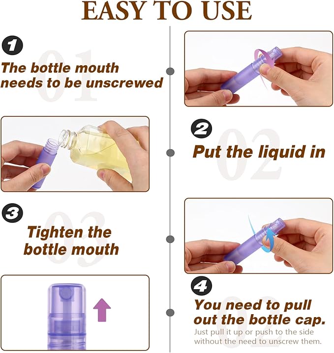 Mozeat Lens 6 PCS 5ml Mini Spray Bottle Plastic Portable Travel Bottle Fine Mist Refillable Mini Perfume Sample Bottles Clear Plastic Spray Bottle Empty for Cleaning Travel Essential Oils, 3 Color