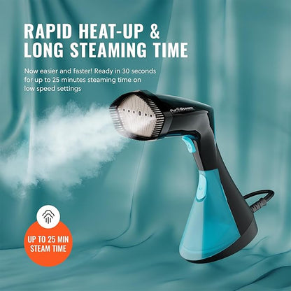PurSteam Handheld Garment Steamer for Clothes – Powerful Wrinkle Remover with 3 Steam Settings, Large Removable Water Tank, and Fast Heat-Up – Portable Fabric Steamer for Home & Travel (Pack of 2)
