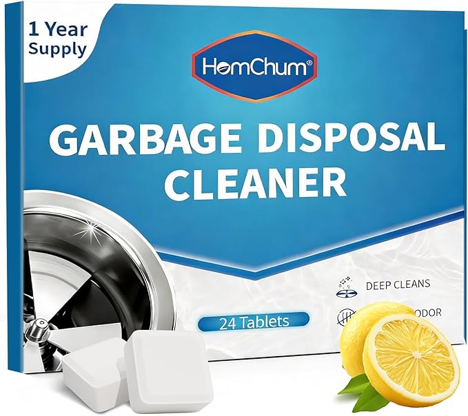 Garbage Disposal Cleaner and Deodorizer Tablets 24 Pack, 1 Year Supply, Lemon Scent Foaming Disposal Cleaner, Sink Cleaner
