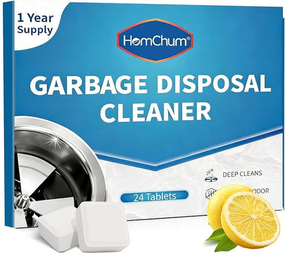 Garbage Disposal Cleaner and Deodorizer Tablets 24 Pack, 1 Year Supply, Lemon Scent Foaming Disposal Cleaner, Sink Cleaner