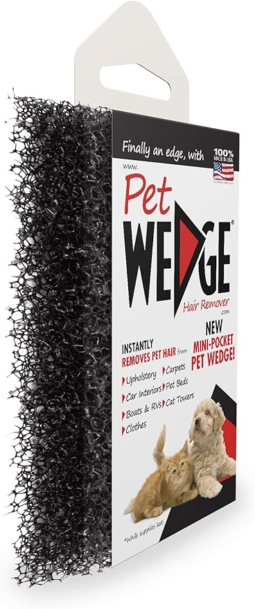 Mini-Pocket Pet Wedge® Hair Remover 3 Pack- Can Instantly Remove pet Hair from Clothes and Other Hard to Reach Areas.
